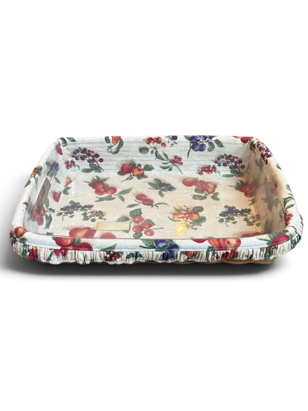 Longaberger Serving Tray Basket Fruit Pattern Liner & Protector Rectangular 20”